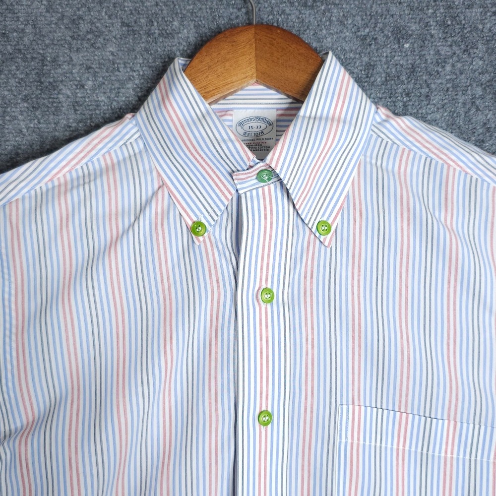 Brooks Brothers‎ Shirt Mens 15 33 Extra Slim Fit Supima Cotton Non Iron Striped - Picture 4 of 8